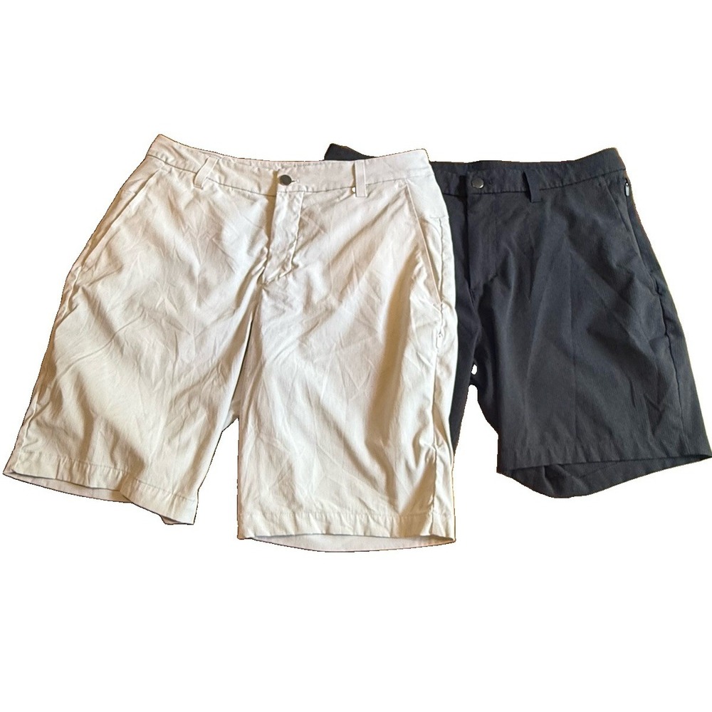 Lot of 2 Lululemon Commission Shorts Men 32 Dark 7" Tan 9" Warpstreme Golf